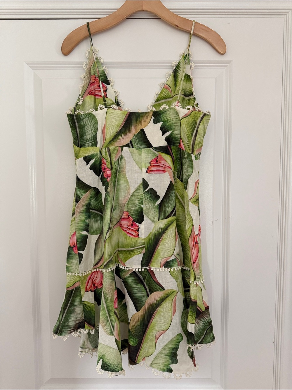 FARM Rio Green and Pink Tropical Leaf Mini Dress - Picture 3 of 3
